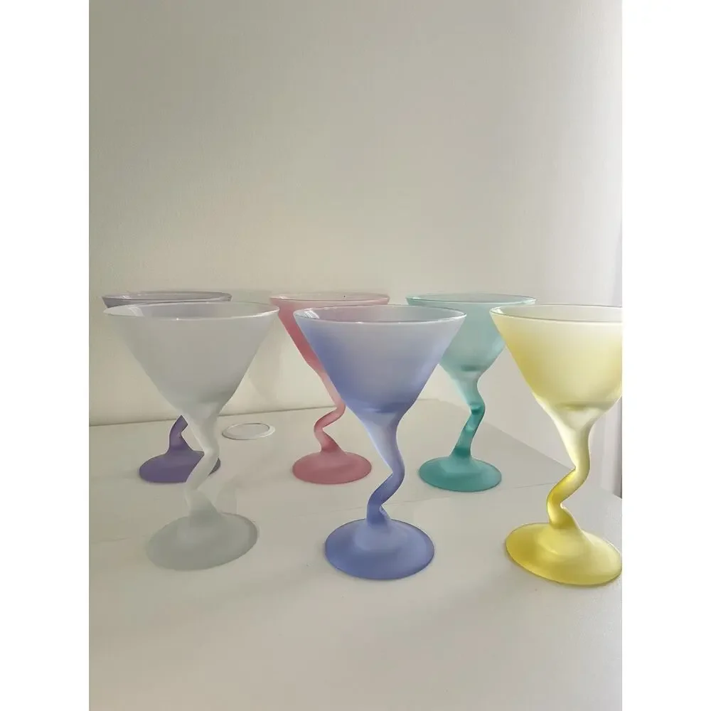 Libbey Watusi Coastal Martini Glass Set Of 6 Mid Century Pastel Retro Stemware - Picture 2 of 8
